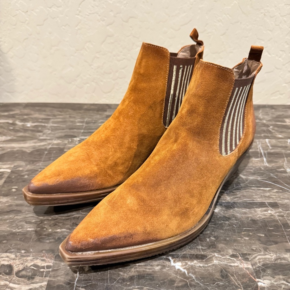 Andrea Viviani Suede Leather Chelsea Western Boots